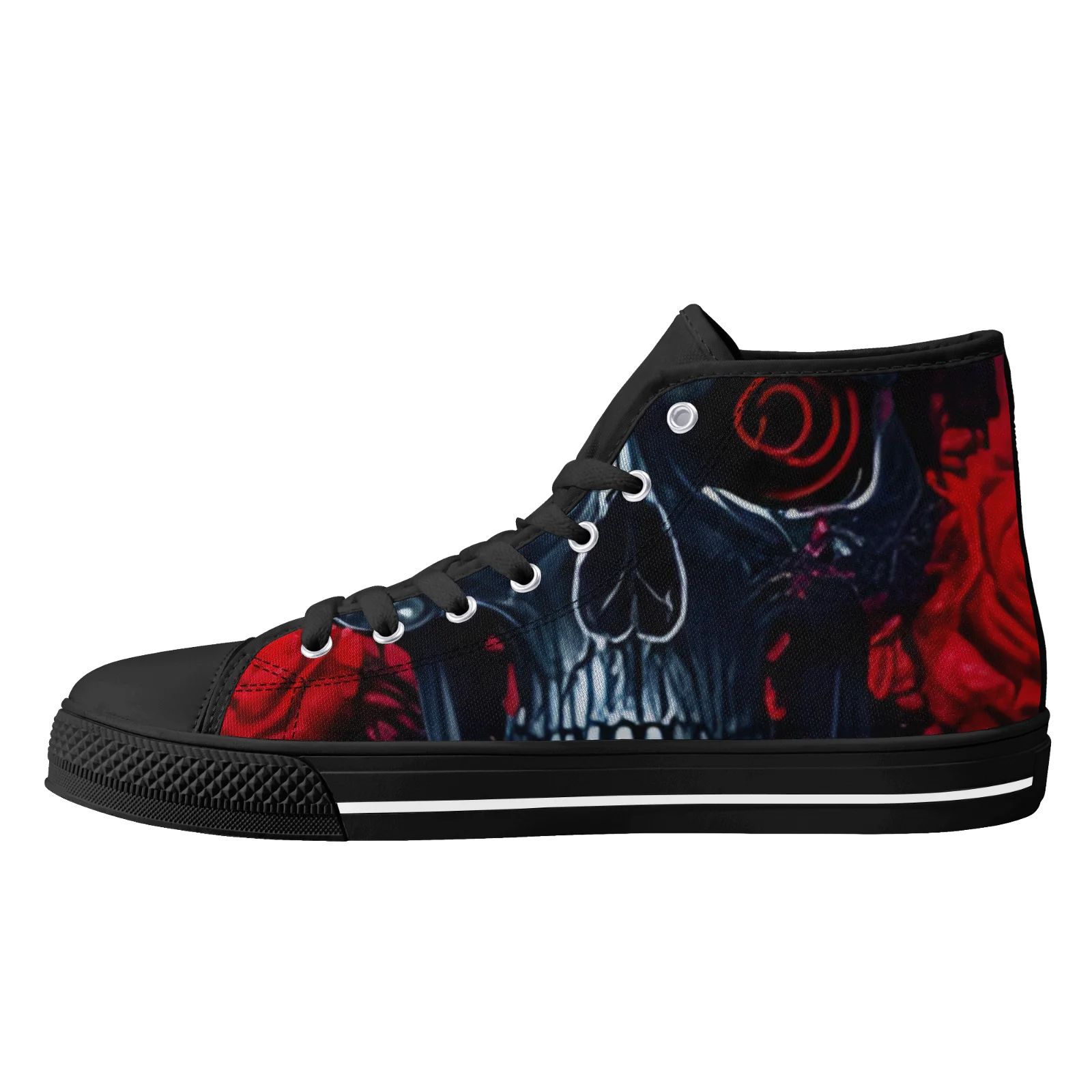 

Custom Shoes Boys Girls Vulcanized Shoes Classic High Top Canvas Shoes Gothic Skull Floral Female Flats Sneakers Footwears