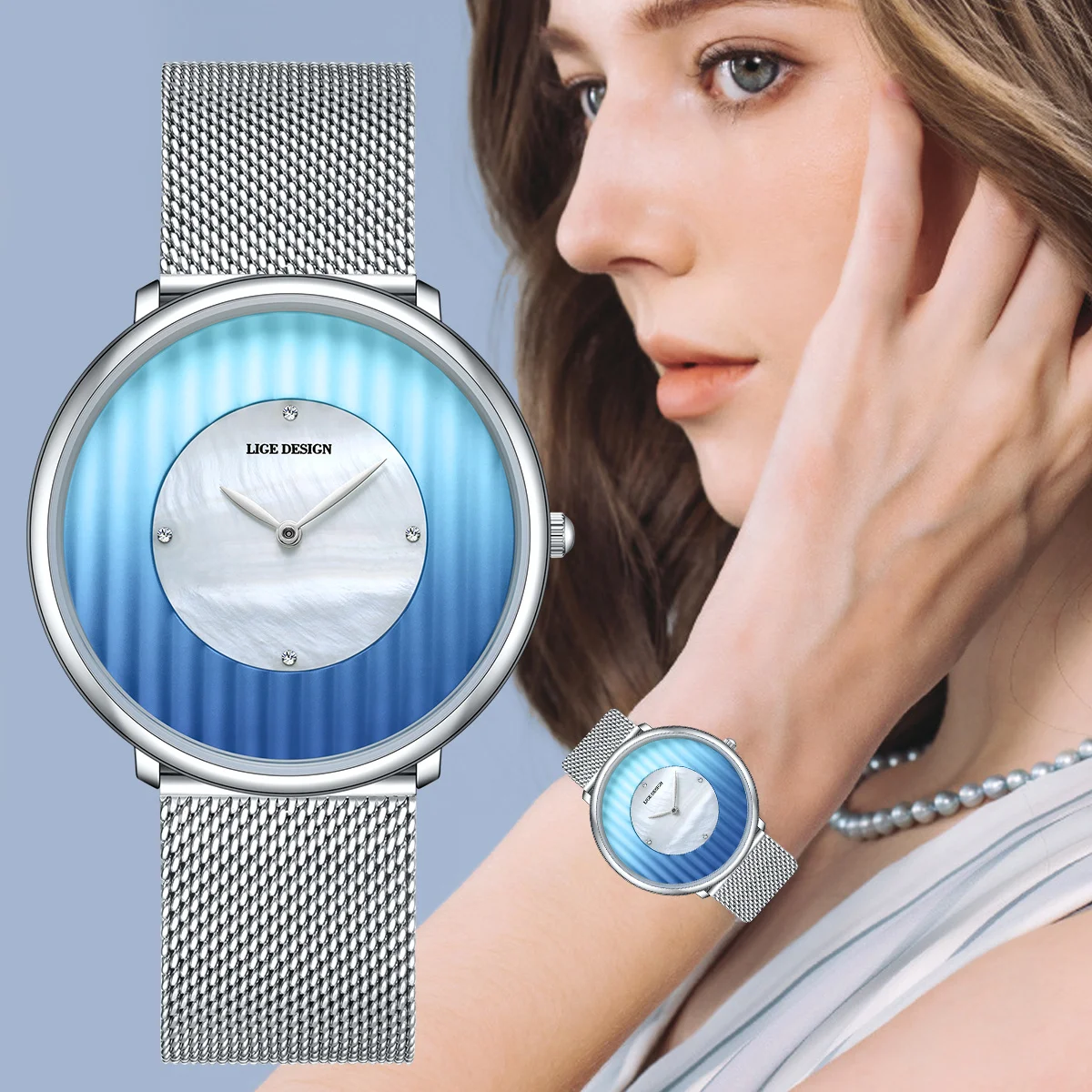 

LIGE брендовые роскошные серебряные часы женские с маленьким циферблатом и сетчатым ремешком женские часы модные элегантные кварцевые наручные часы подарок relogio feminino