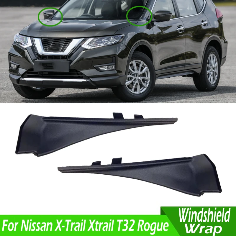 

Для Nissan X-Trail Xtrail T32 Rogue 2014-2018 левая и правая обертка на лобовое стекло автомобиля, угловая накладка, боковая накладка на стеклоочиститель, крышка, пластина