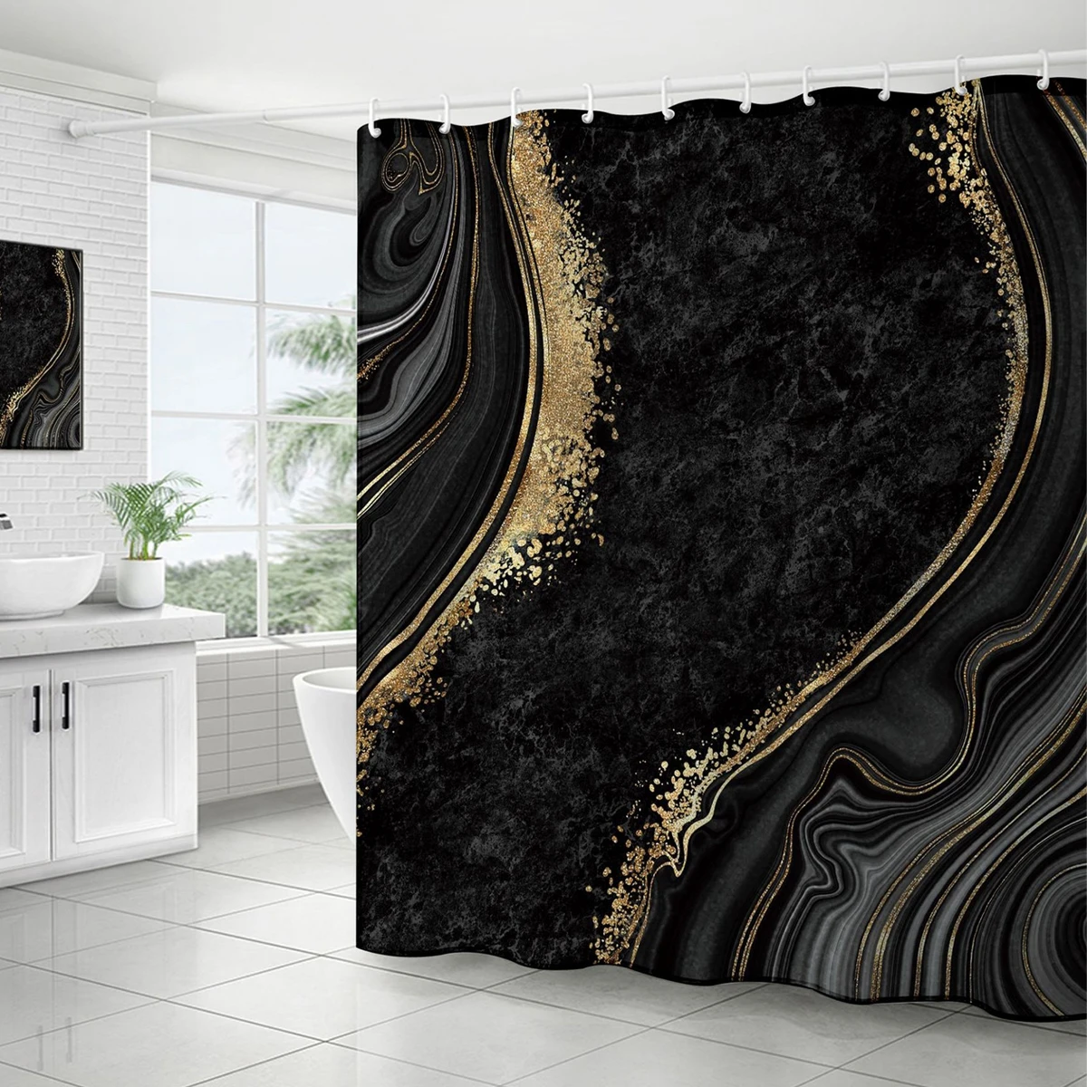 180x180cm Grey Black Marble Shower Curtain Abstract Modern Bathroom Decor Waterproof Washable Fabric Bathtub Shower Curtain