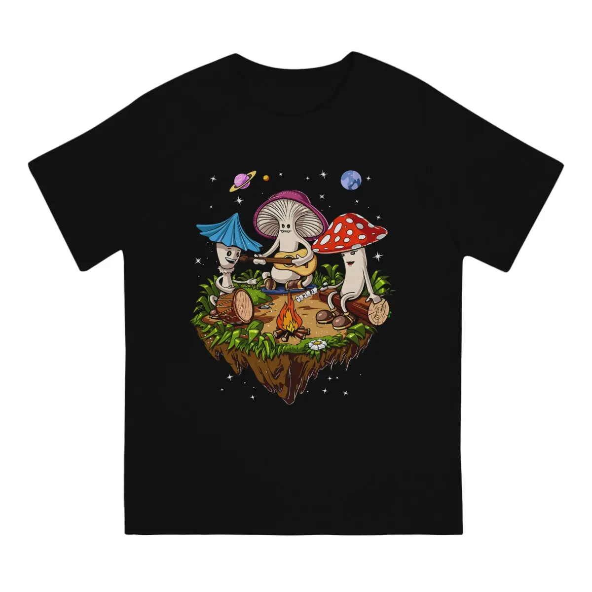 Hippie Magic Mushroom Mushroom Forest T Shirt Gothic Crewneck COTTON  Short Sleeve