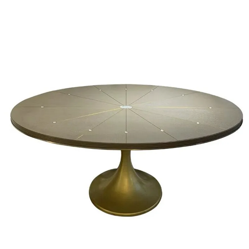 Sena Light solid wood oval dining table and chair combination: Shell-inlaid copper strip stitching high-end dining table