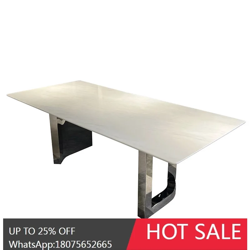 

HLZ Natural Marble Dining Table Light Luxury Minimalist Rectangular Home Dining Table Set