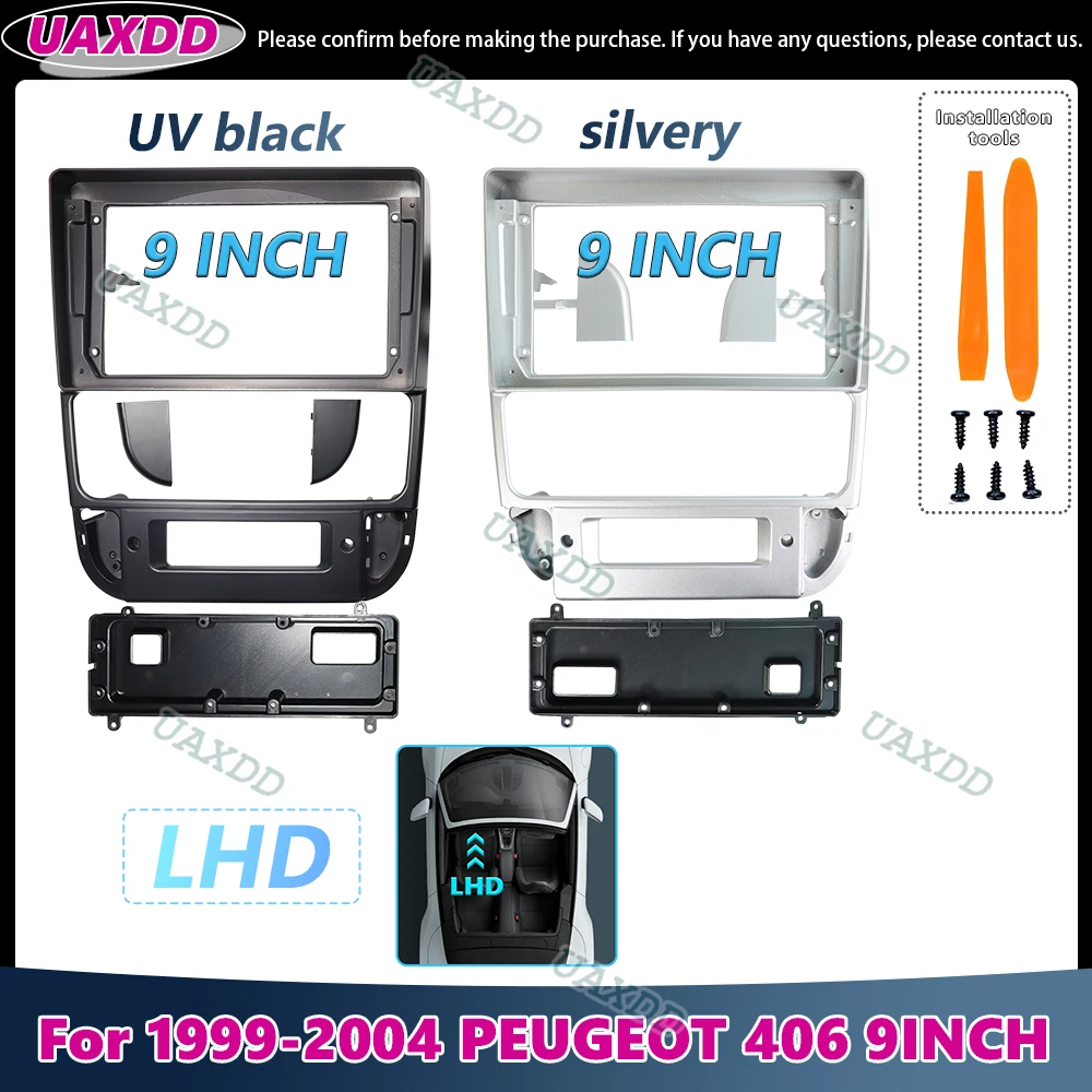 

UAXDD 9-дюймовый автомобильный рамочный адаптер Android, комплект панели для крепления на панели для Peugeot 406 1999-2004, расширенный кабель, видеонавигация