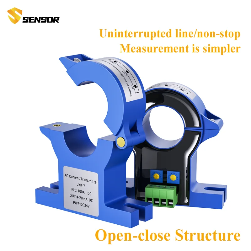 JXK-7 Hall effect current sensor 4~20mA  AC 50A 100A 200A 500A 1000A 1500A DC Current transmitter Split core Current Transducer