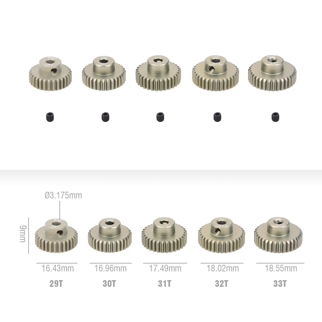 Surpass Hobby 48DP 3,175mm 14T 15T 17T 24T 26T 27T 34T 36T 40T 44T 13T-48T Metall Motor Ritzel für 1/12 1/10 RC Auto Teile – Detail 7