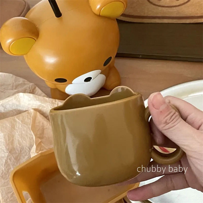 Cartoon Rilakkuma Chubbybaby Cute Toothbrush Cup Chubby Bear Kawaii For Couples Bathroom Plastic Mouthwash Cup  Daily Washing view 2