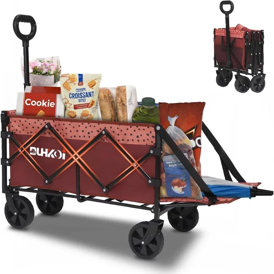 

Collapsible Tailgate Wagon with Wheels Compact Size Folding Utility Cart 380LBS Capacity for Garden Grocery Beach Camping Porta