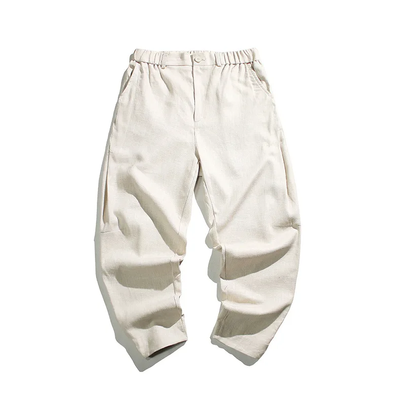 

Summer Solid Color Versatile Personality Simple Chinese Style Men's Loose Large Size Small Feet Casual Pants