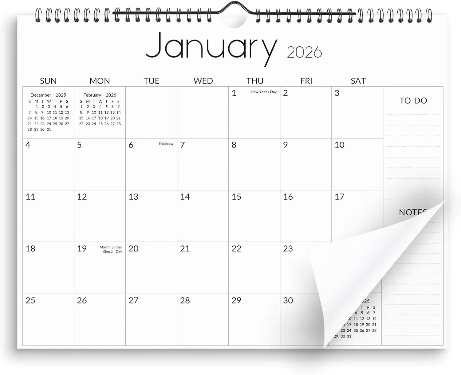 

18-Month Wall Calendar 2026-2027, Jan 2026 to Jun 2027, 14.5"x11.5", Black