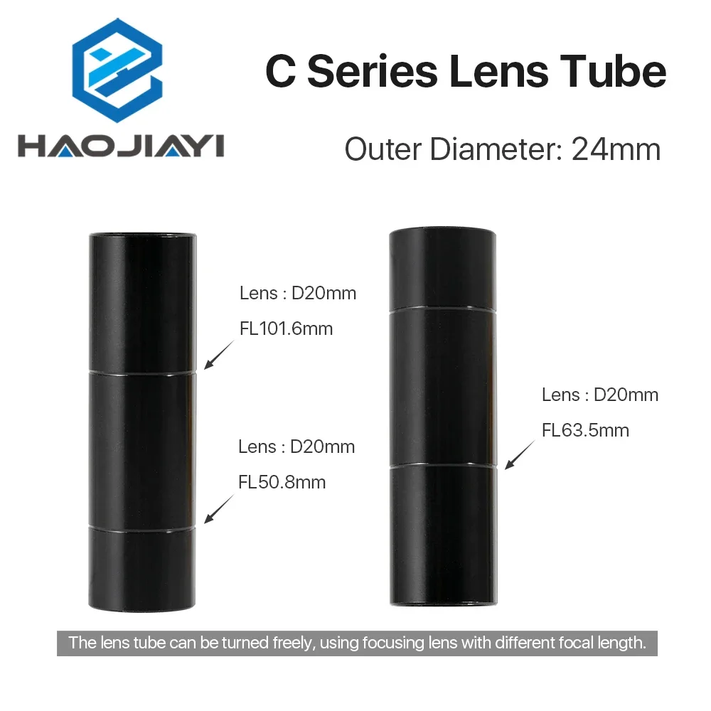 C Series CO2 Lens Tube Outer Diameter 24mm for Lens Dia.20mm FL50.8/63.5/101.6MM for CO2 Laser Cutting Machine