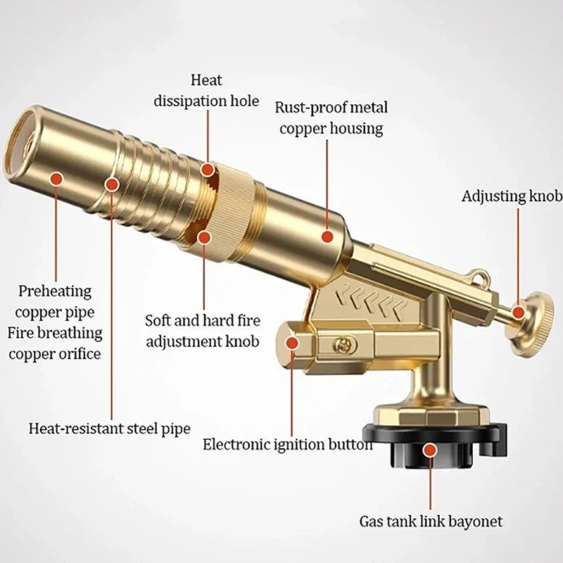 New Sale All Bronze Brazing Blow Torch Welding Nozzle Heat Flame Propane Gas Plumbing Gas Torch for Home Repair