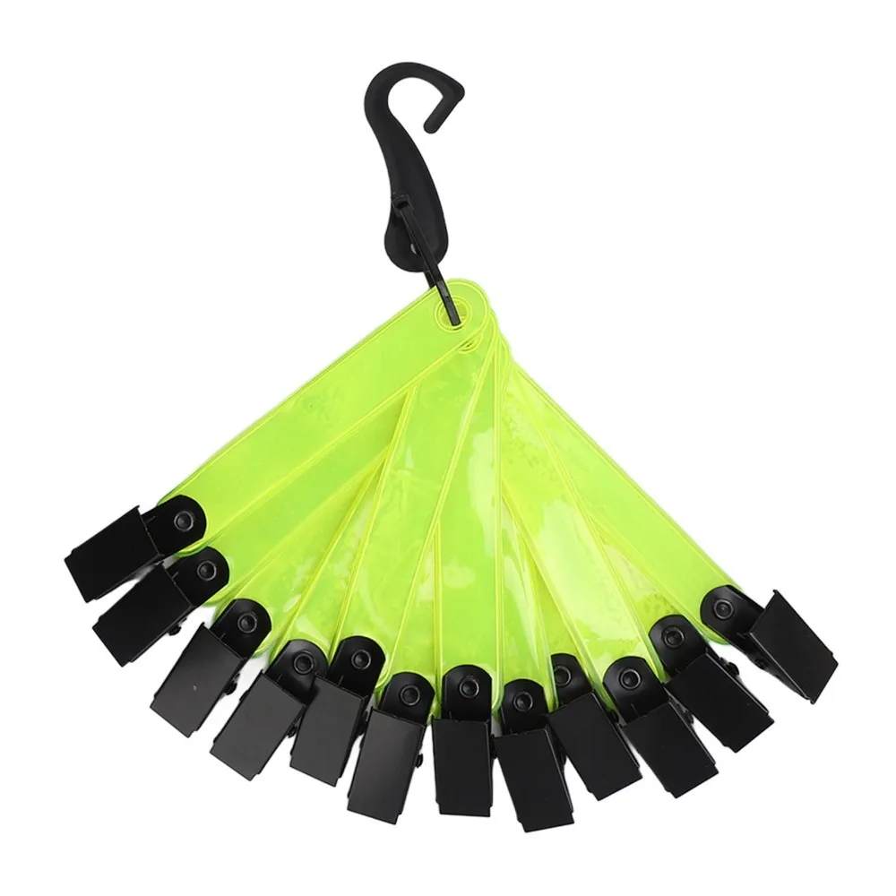 12PCS Durable Fluorescent Reflective Trail Markers PVC Iron Clips High Visibility Tree Tacks Tracking Marks Outdoor Use