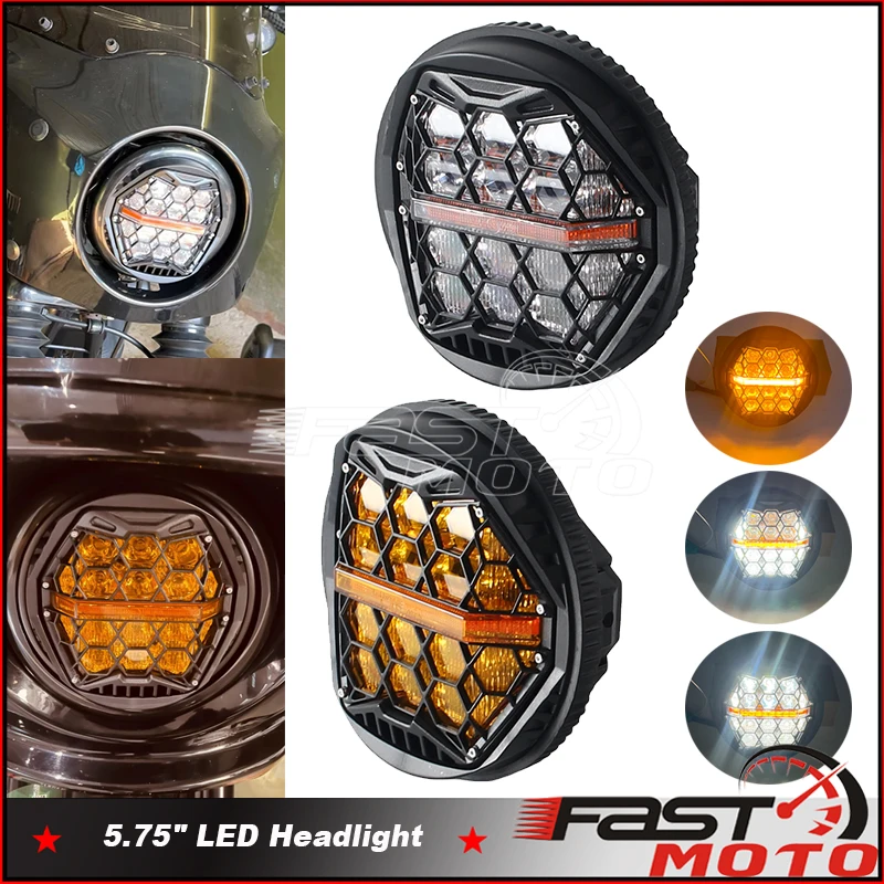 

5.75Inch Motorcycle LED Headlight 5-3/4" Headlamp DRL HI/LO Beam Head Lamp Lights E24 E-Mark For Harley Dyna Softail Sportster