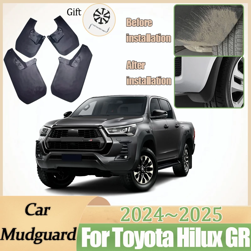 

For Toyota Hilux GR Sport 2024 2025 Car Mudguards Anti-scratch Front Rear Wheel Protect Fender Splash Mud Flaps Auto Accessories