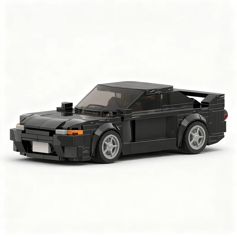 

286PCS MOC City Champions Super Car Takeshi Nakazato S Nissan Skyline Gt R V Spec Ii Initial D Model Technology DIY Gift Display