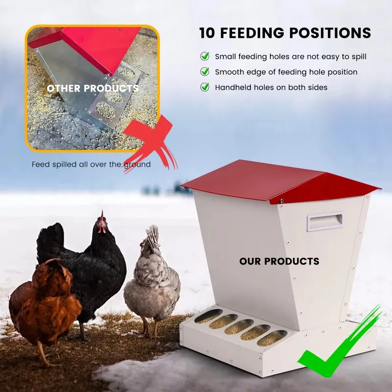 Alimentador automático de frango de alta qualidade, alimentadores de aves para galinhas, 10 furos, calha de alimentação de frango para venda