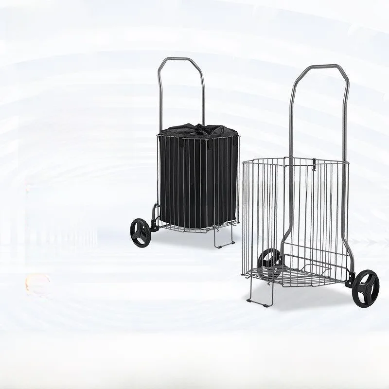 

Silver Large Capacity Shopping Cart Portable for Elderly Vegetable Buying And Goods Handling Folding Iron Stool Stalls
