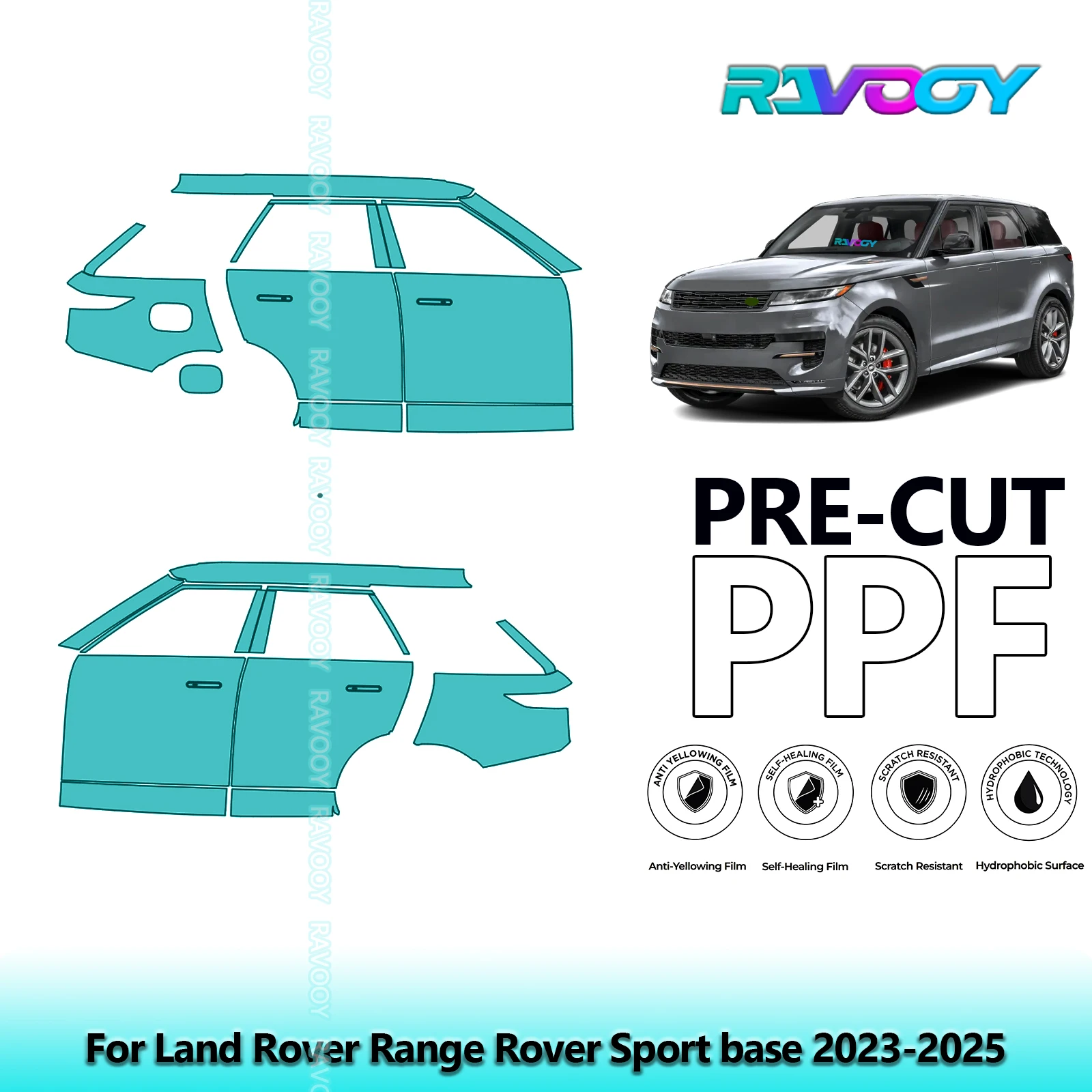 

For Land Rover Range Rover Sport base 2023-2025 8.5mil Pre-Cut PPF Door & A/B Pillar Kit TPU Paint Protection Film Set