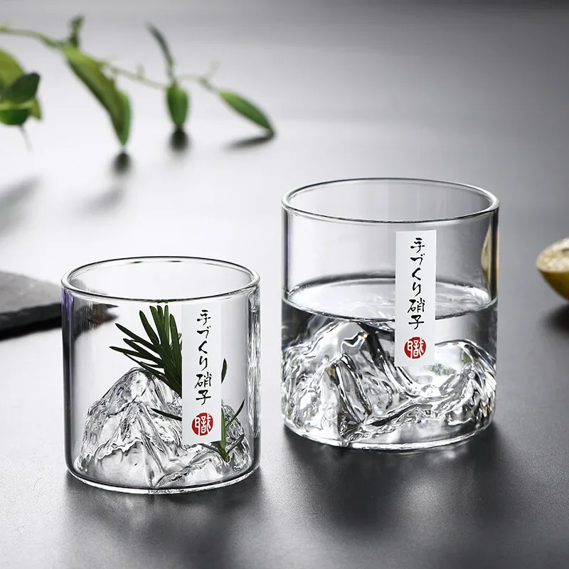Small Transparent Glass Coffee Cup Mountain Cup Glass Whisky Heat Resistant Tea Drink Milk Juice Cup Cups Drinking Glasses