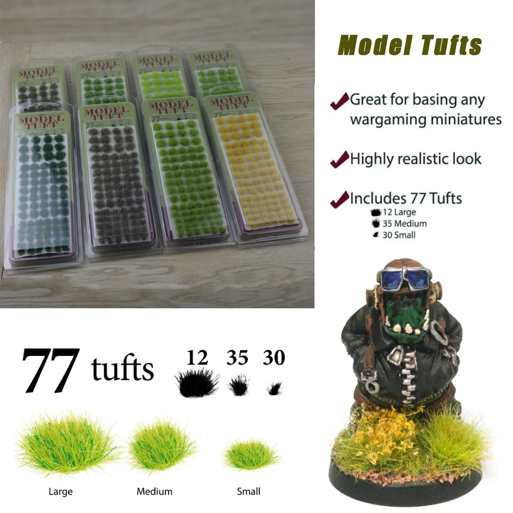 Miniature Grass Tufts Model HO 1:72 Military Wargame Scenery Railway Train Layout Artificial Plant Cluster for Diorama 77pcs