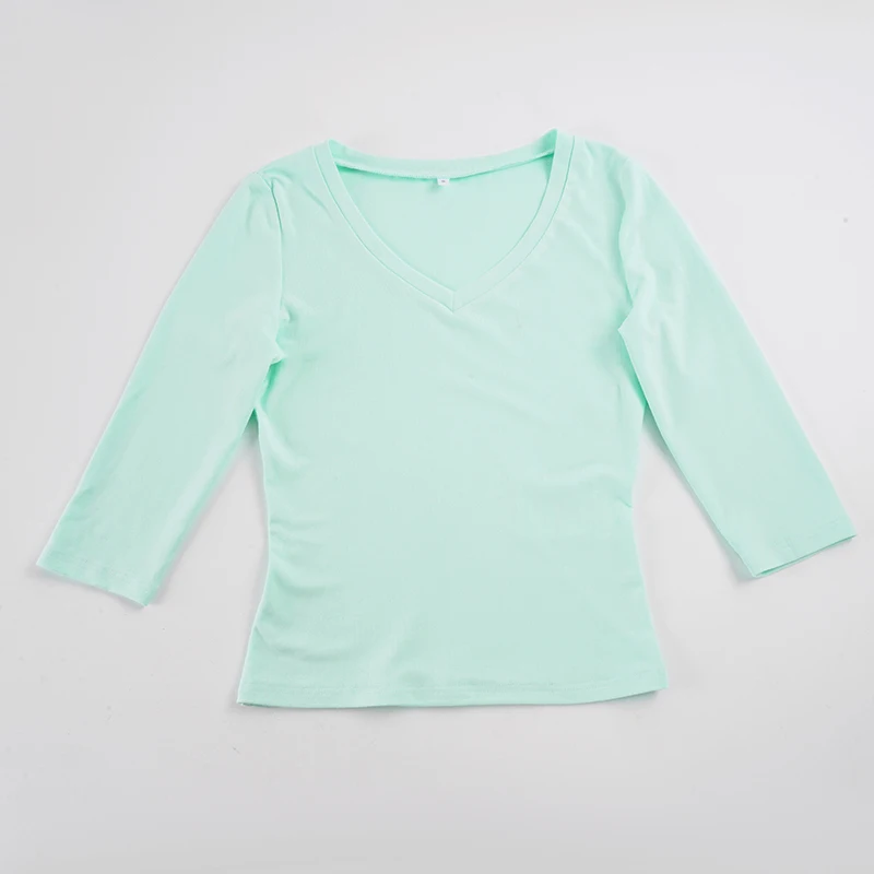 Women's V-Neck 3/4 Sleeve Crop Top Slim Fit Casual Basic Solid Color Short Tee for Daily Wear Summer All Match T-shits 2026 New