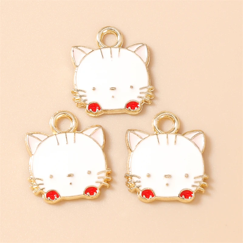 20 Stück 14x15mm Cartoon-Emaille-Tieranhänger Katzen-Charms für die Herstellung von Ohrhängern, Halsketten, Armbändern, DIY-Bastelarbeiten, Schmuckzubehör – Detail 8