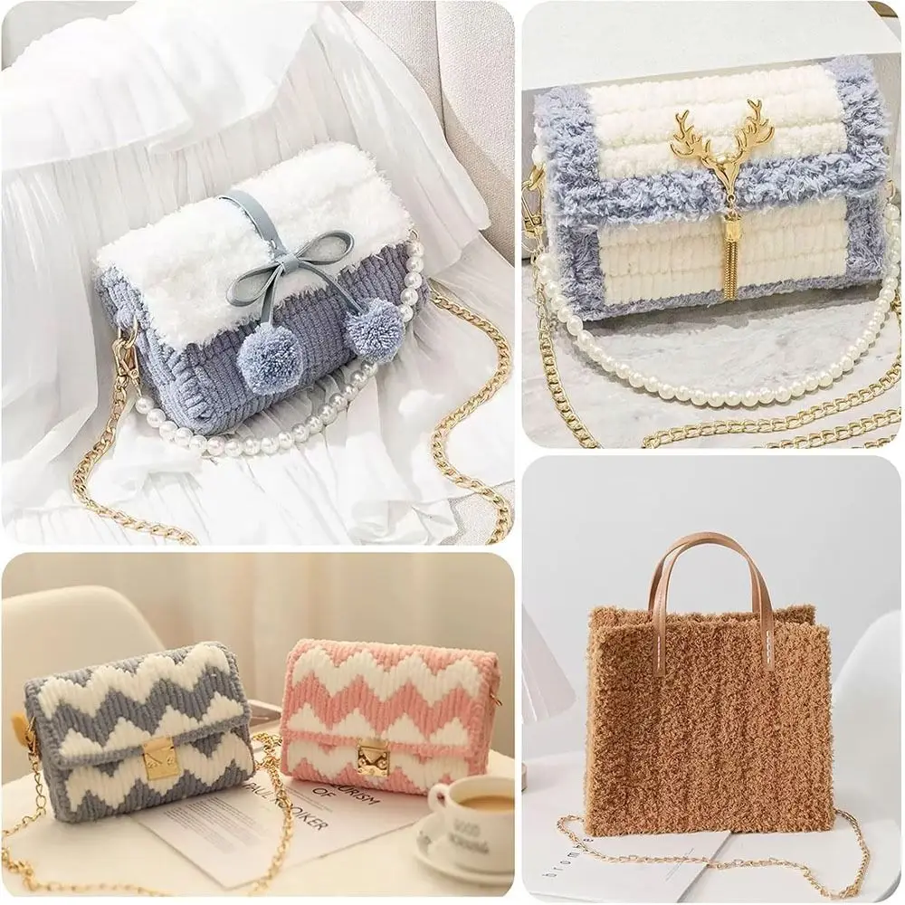 Accessoires de sac à main, sac en plastique, grille en maille, tissu en maille blanche Durable, sac en toile, feuilles, tapis, fil acrylique, tricot artisanal