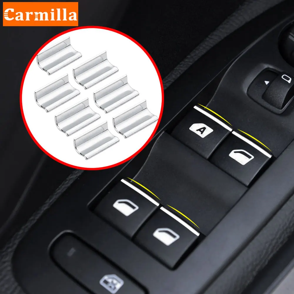 Car Window Lift Button Switch Sequin Trim for Peugeot 3008 3008GT 5008 ABS ABS Chrome Accessories Interior 2019 2020 2021 2022