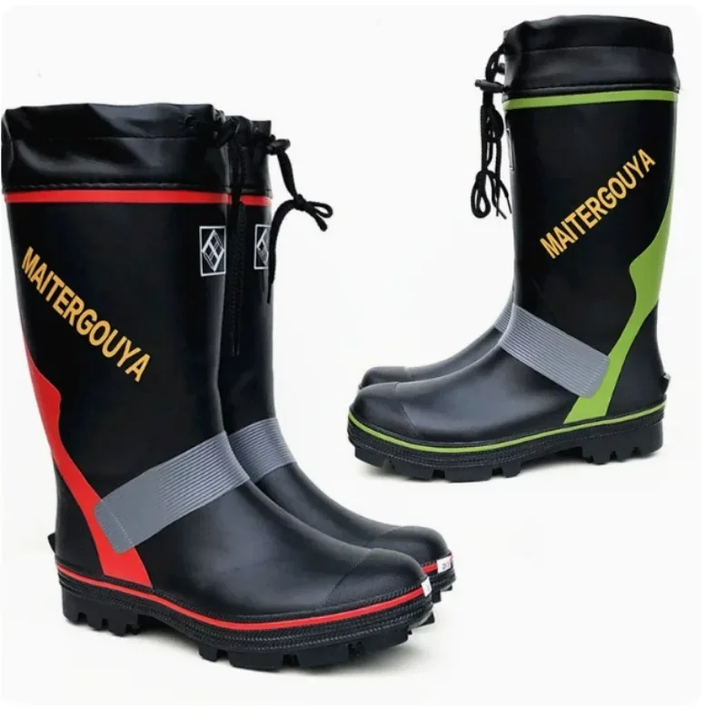 

DurableHigh Tube Steel Head Anti-smashing Men's Non-slip Labor Insurance Fishing Fleece Deodorant Men's Rain Shoes Rubber Shoes