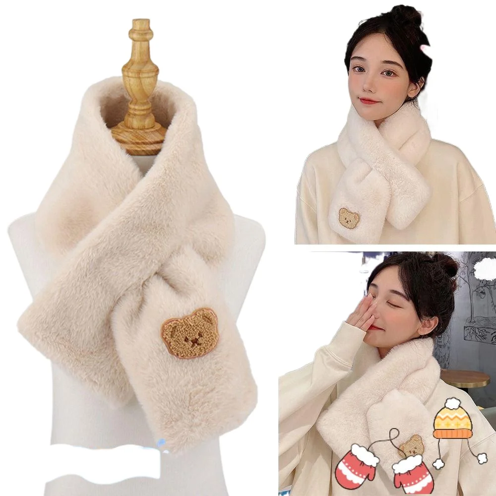 

Scarf Thicken Winter Warm Faux Fur Plush Neck Warmer For Women