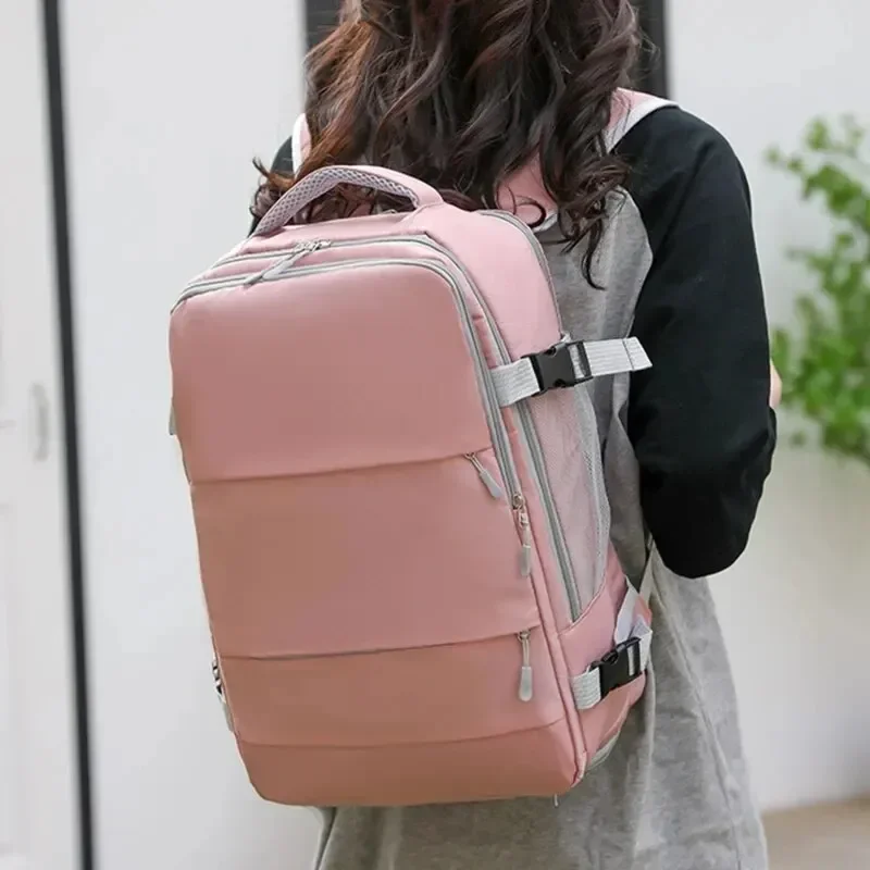 Mochila de viaje informal para mujer, bolso de gran capacidad, impermeable, antirrobo, con correa de equipaje, para ordenador portátil