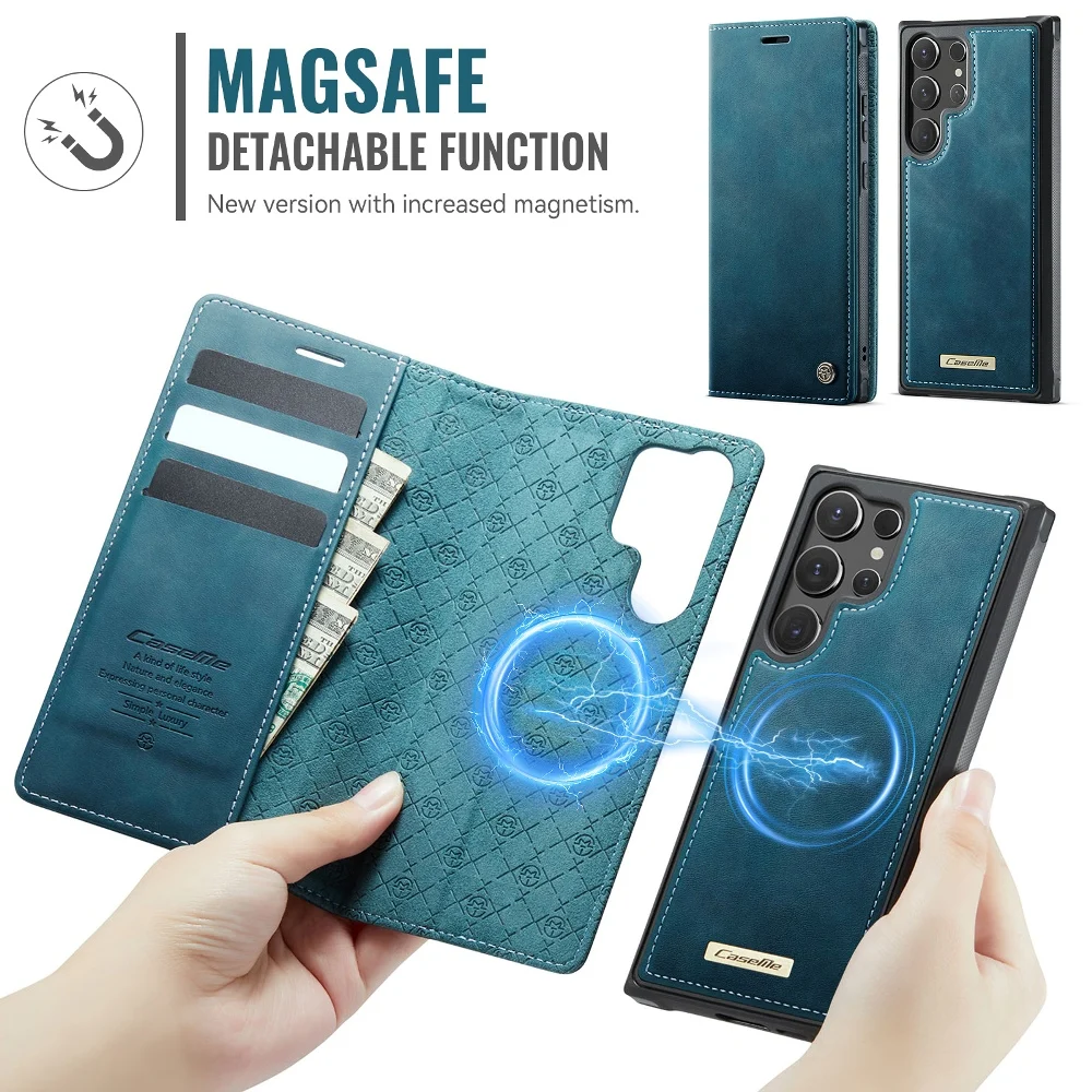 

Removable Flip Phone Case For Samsung Galaxy S25 Edge S24 Ultra S23+ S22 S21 FE S20+ With 2 In 1 Case Support Wireless Charging