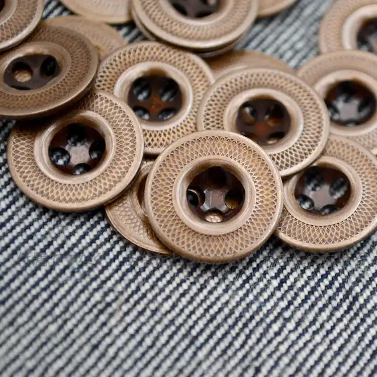 

YKK Four-eyed Hand-sewn Metal Buttons Copper Unibody Shirt Jacket Retro Buttons Imported From Japan