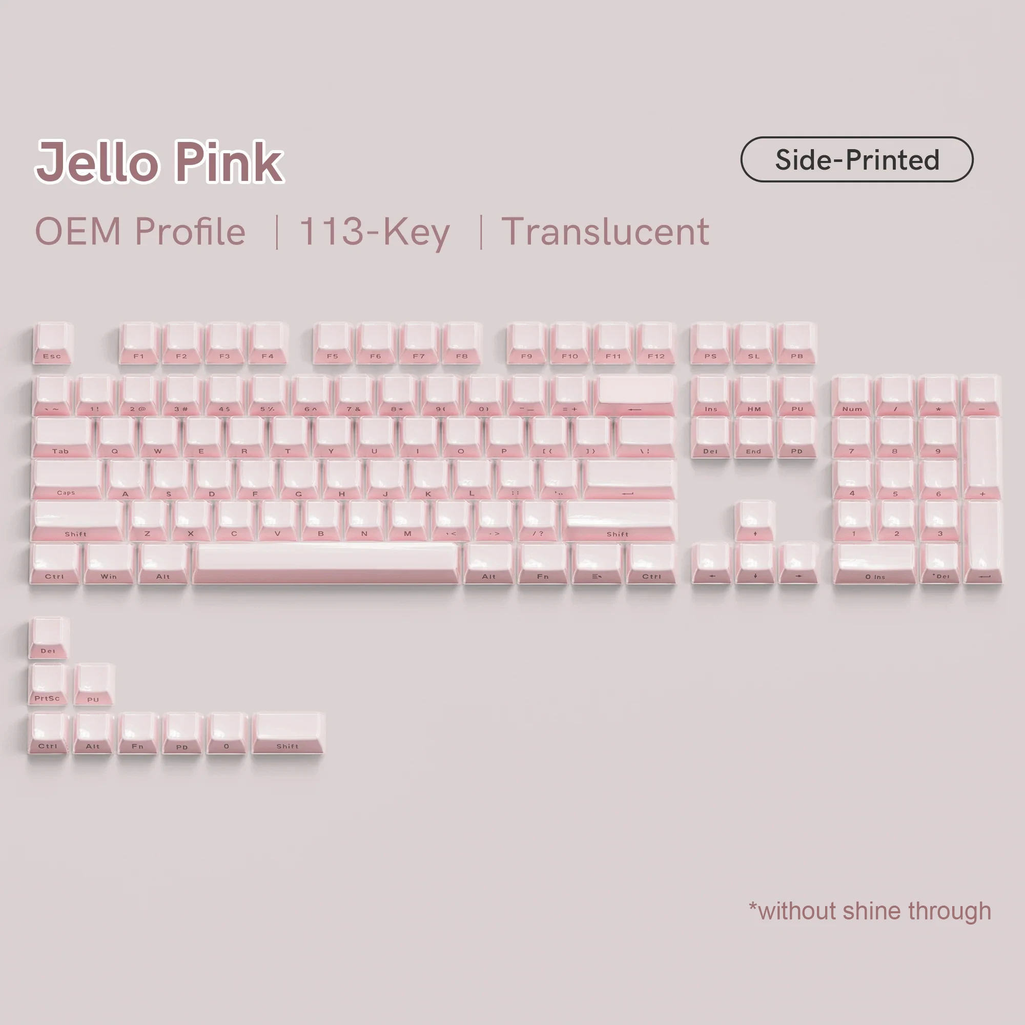 Pink Translucent Clear Keyboard Keycap OEM Profile Jello Crystal Keycap for Cherry Gateron MX Switches Mechanical Gamer Keyboard