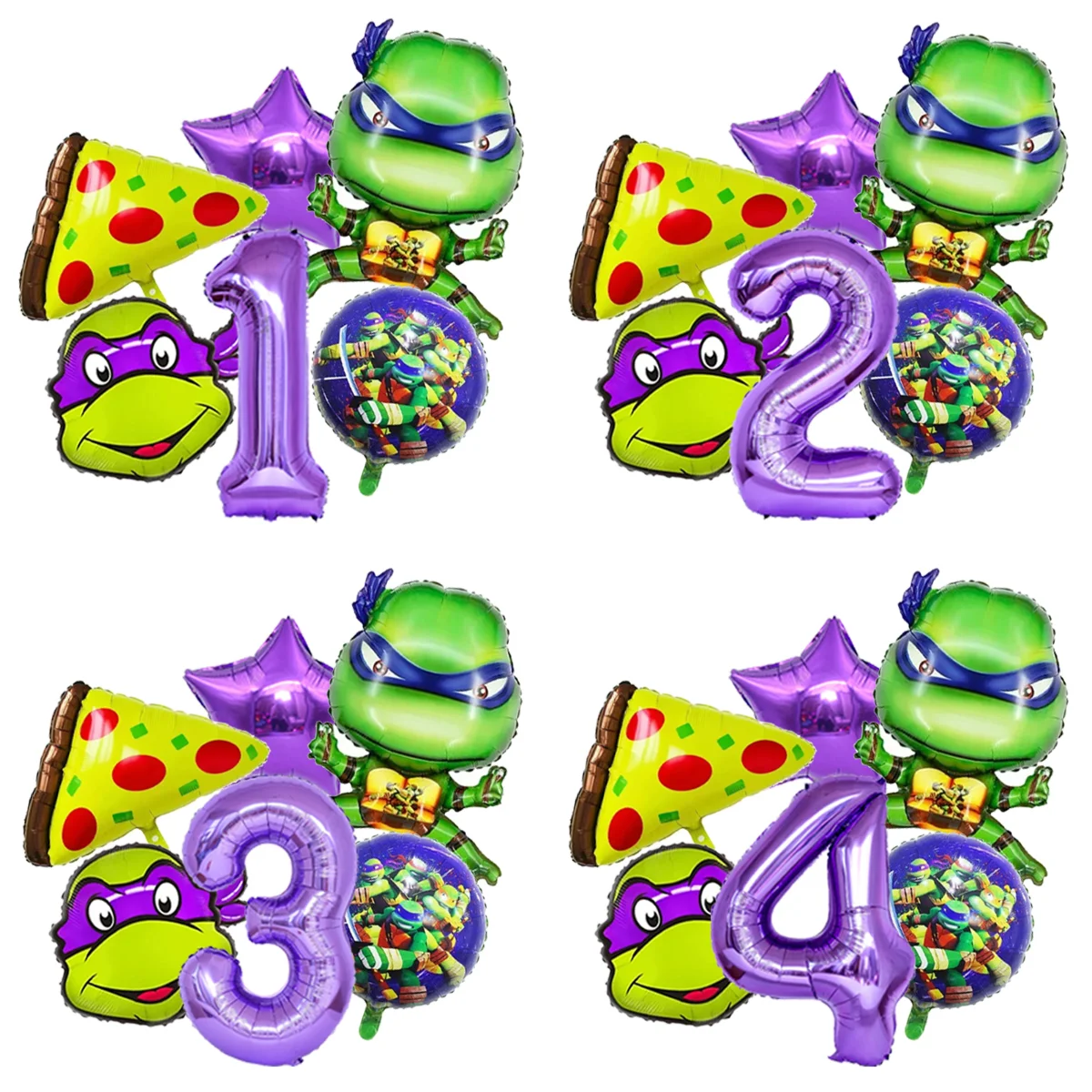 Fashion Ninja Turtles Balloon Bouquet Set Cartoon Character for Boys Birthday Baby Shower Party Celebration Decor Supplies