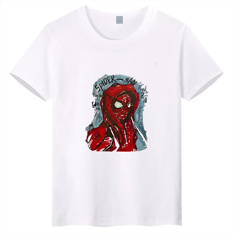

Popular Marvel Spider Man Children's T-shirt American Graffiti Style Street T-shirt Pure Cotton Parent Child Top