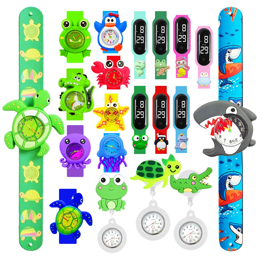 Water Animal Themed Children Watch Baby Study Look Time Bracelet Kids Sports Electronic Digital LED Watches for Boys Girls
