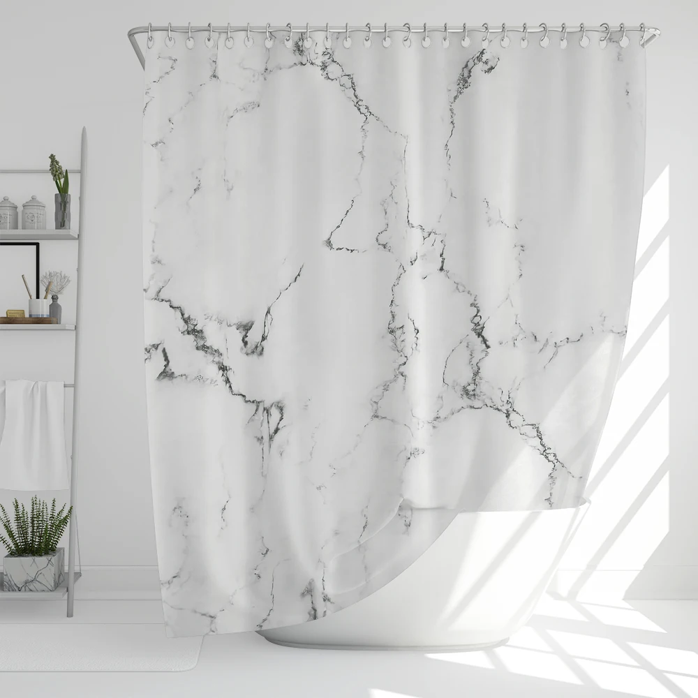 

Waterproof Shower Curtain with Hook Simple Marble Printed Bathroom Curtains Polyester Bath Curtain for Bathroom Decoration