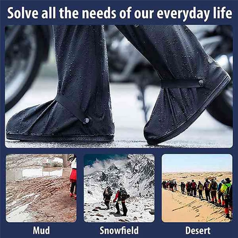 

YHOLI-2 Pairs Waterproof Shoe Covers Black With Reflective Sheets XXL Size Rain Gear, Snow And Rain Boot Covers