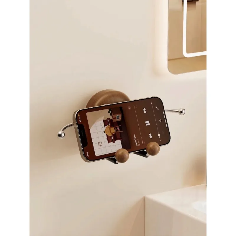Bathroom mobile phone holder, suction cup press