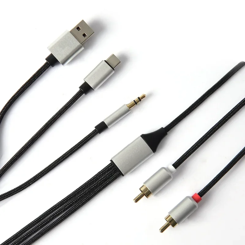Digital audio cable 3-in-1 Type-C USB Android 3.5mm to dual RCA multifunctional speaker cable