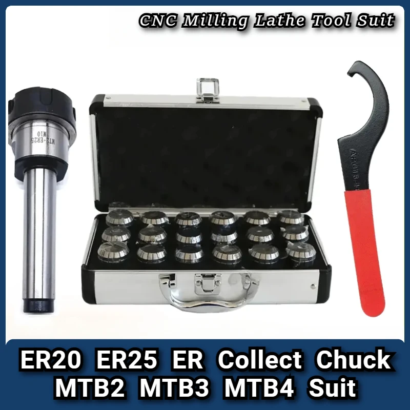 

ER20 ER25 ER Collect Chuck Spring Clamps Chuck Aluminum Box Set Morse Holder MTB2 MTB3 MTB4 Suit CNC Milling Lathe Tool Holder