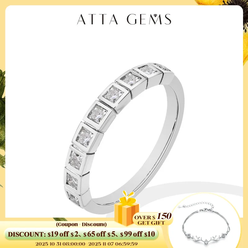 

ATTAGEMS простые все кольца с муассанитом для женщин S925 стерлингового серебра кольцо принцессы с сертификатом свадебные украшения оптом