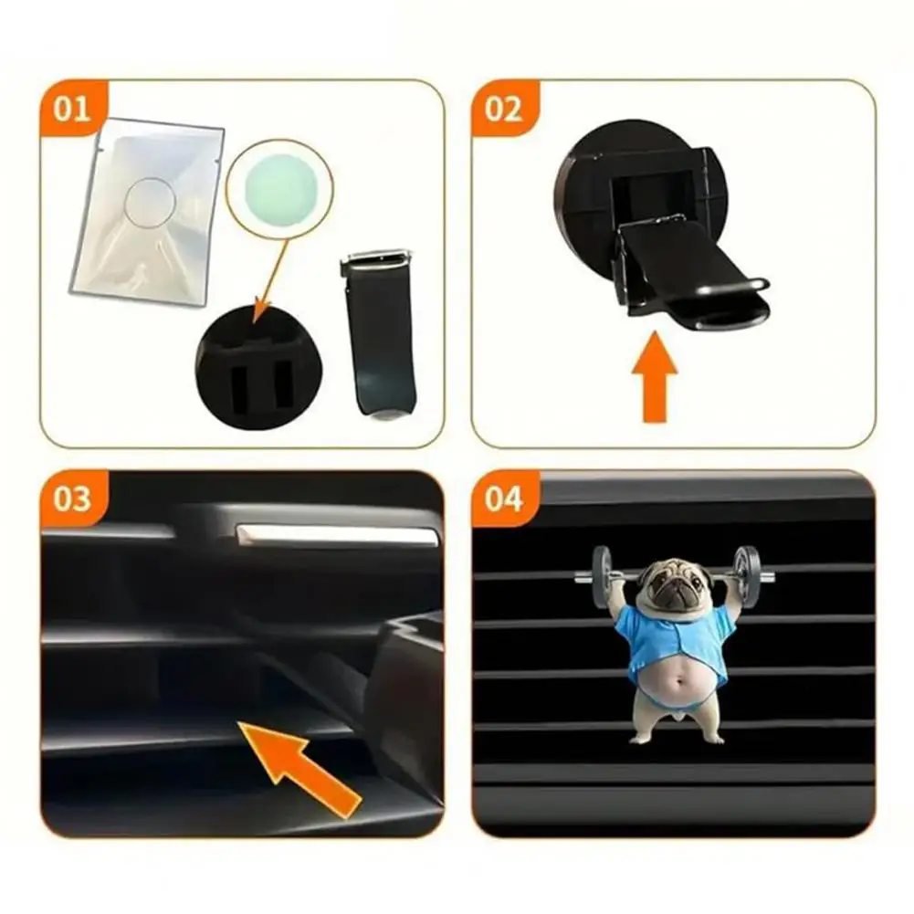 Puppy Car Air Freshener Acrylic Vent Clip Cute Dashboard Decor with Replaceable Scent Pads Dog Lovers Gift Car Accessories
