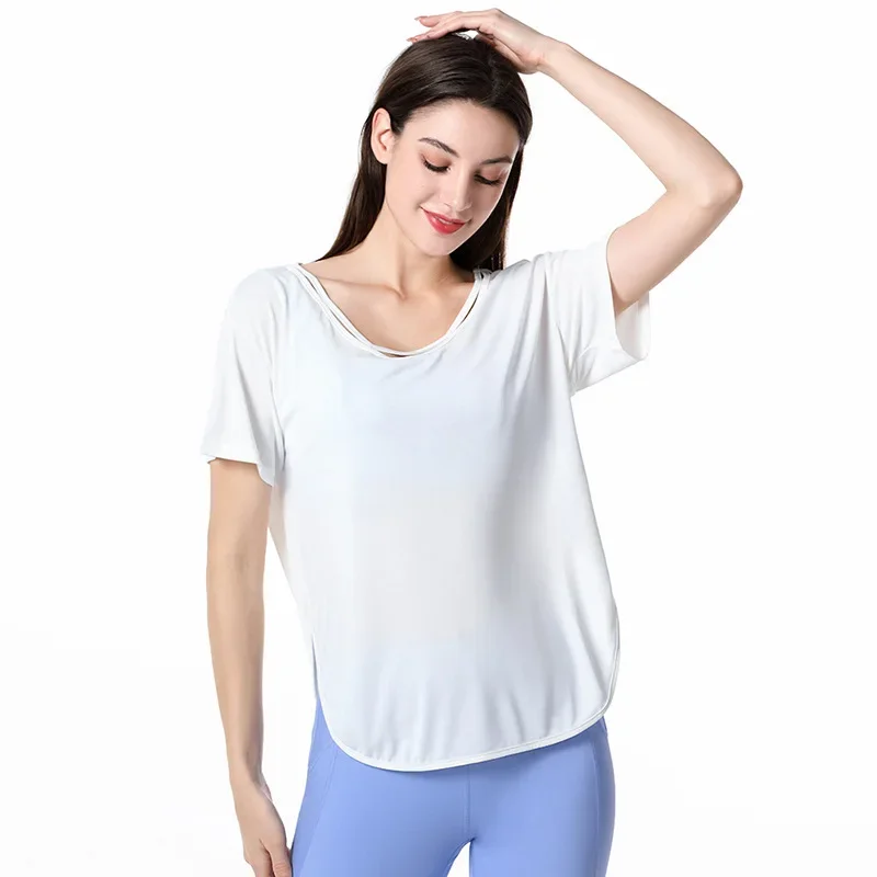 

Women's Quick Drying Breathable Yoga T-shirt Lightweight Gym Running Top Short Sleeve Casual Sport Fitness Running Vest