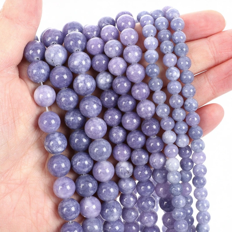 Natural Stone Purple Chalcedony Jade Agate Tiger's Eye Beads Round Loose Spacer Jasper For Jewelry Making Diy Necklace Bracelet
