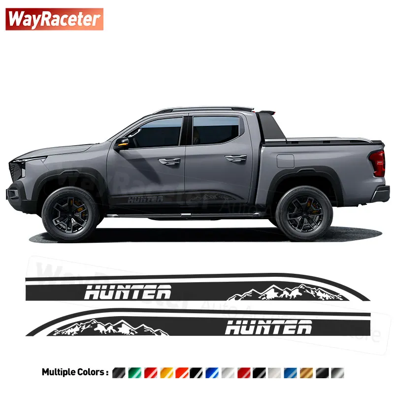 

2 шт. наклейка на боковую полоску на дверь, горная внедорожная виниловая наклейка из углеродного волокна для Changan Hunter Pick Up 4X4 F70 2024 2025