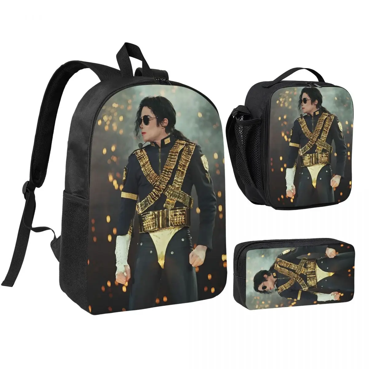 261 MJ Dangerous Tour 3pecs/set Backpack for Student Shoulder Bag Lunch bag Pencil Case