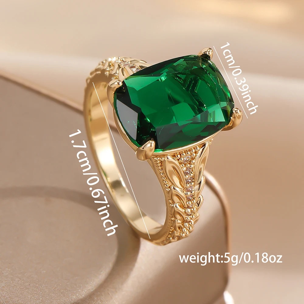 Women's Emerald and Cubic Zirconia Wedding Ring, Sweet, Romantic, and Stylish, a Perfect Valentine's Day Gift for Her.